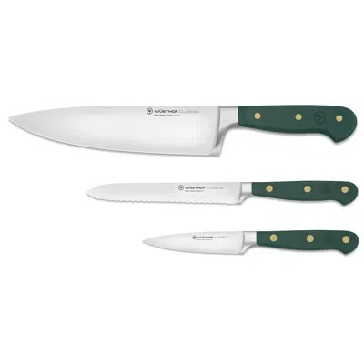 Wusthof Classic Fresh Rosemary 3-piece Knife Set In Green