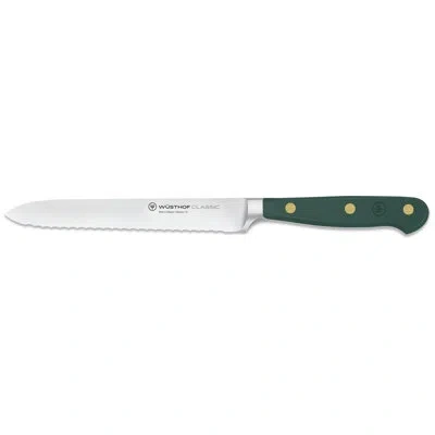 Wusthof Classic Fresh Rosemary 5" Serrated Utility Knife In Green