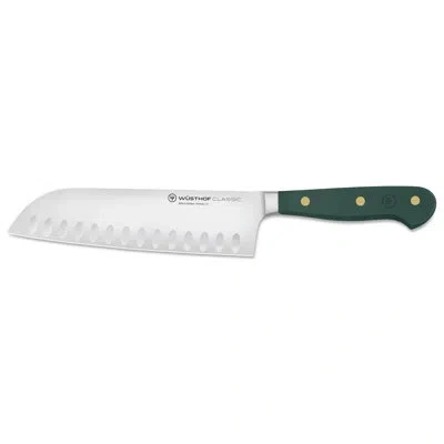 Wusthof Classic Fresh Rosemary 7" Hollow Edge Santoku Knife In Green