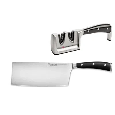 Wusthof Classic Ikon 2-piece Chinese Chef's Set In Black