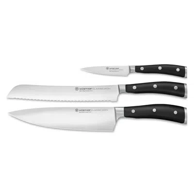 Wusthof Classic Ikon 3-piece Knife Set In Black