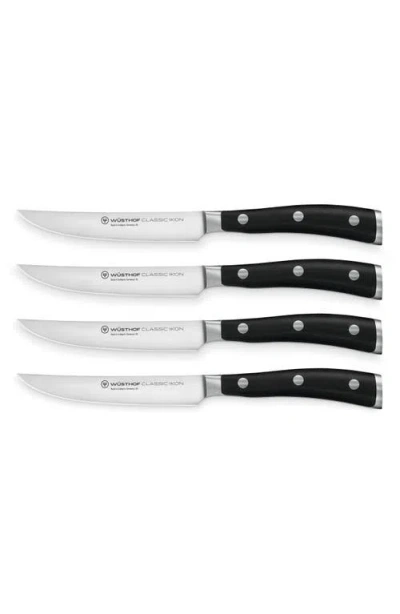 Wusthof Wüsthof Classic Ikon 4-piece Steak Knife Set In Black