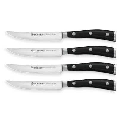 Wusthof Classic Ikon 4-piece Steak Knife Set In Black
