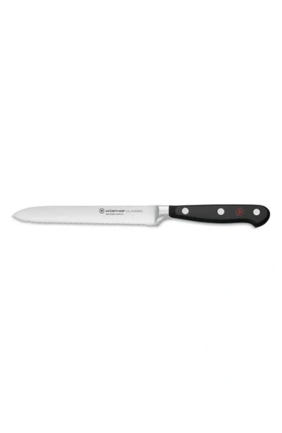 Wusthof Classic 5-inch Serrated Utility Knife In Silver