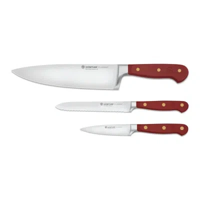 Wusthof Classic Tasty Sumac 3-piece Chef's Knife Set In Maroon