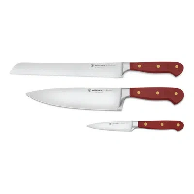 Wusthof Classic Tasty Sumac 3-piece Starter Knife Set In Maroon