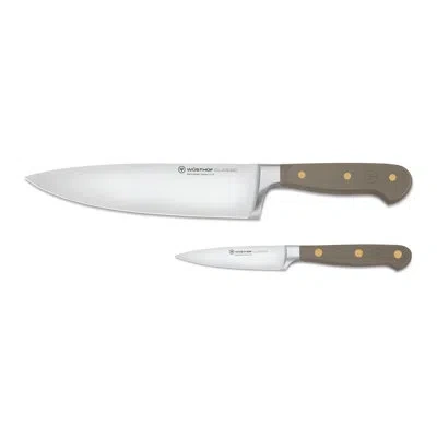 Wusthof Classic Velvet Oyster 2-piece Starter Knife Set In Grey
