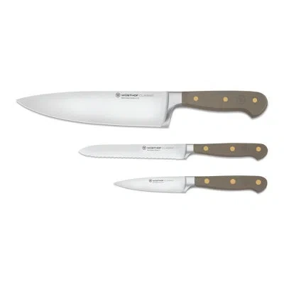 Wusthof Classic Velvet Oyster 3-piece Chef's Knife Set In Grey