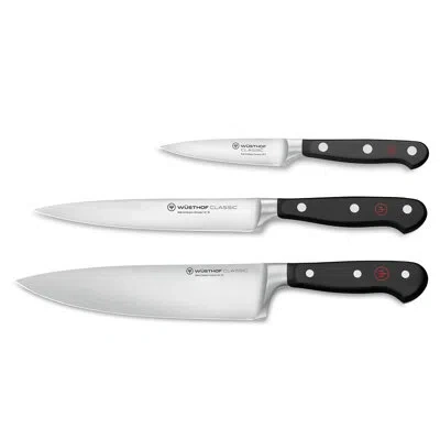 Wusthof German Classic 3-piece Starter Knife Set In Black