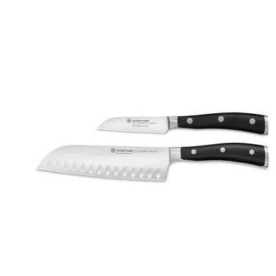 Wusthof German Classic Ikon 2 Pc Asian Knife Set In Black