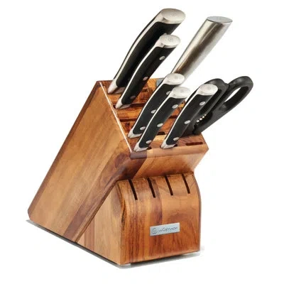 Wusthof German Classic Ikon Eight Piece Block Set, Acacia In Black