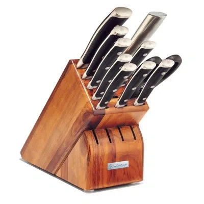 Wusthof German Classic Ikon Eleven Piece Block Set, Acacia In Black