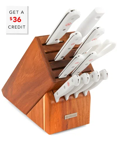 Wusthof Gourmet 12pc White Knife Block Set With $36 Credit