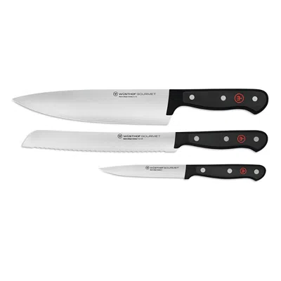 Wusthof Gourmet 3 Piece Knife Set In Black