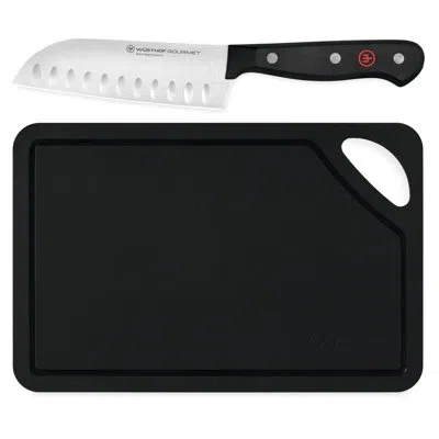 Wusthof Gourmet 5" Santoku & 10" Cutting Mat Set In Black