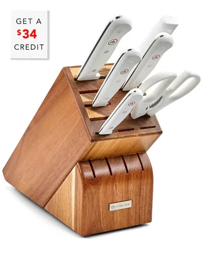 Wusthof Wüsthof Gourmet 7pc Knife Block Set With White Handles With $34 Credit In Brown