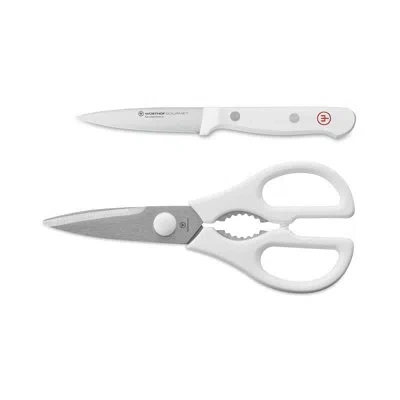 Wusthof Gourmet White 2-piece Paring Knife & Shear Set