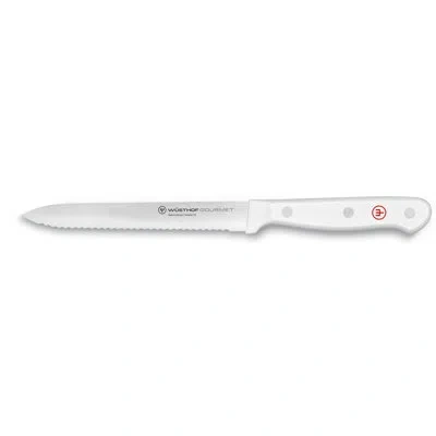 Wusthof Gourmet White 5" Serrated Utility Knife