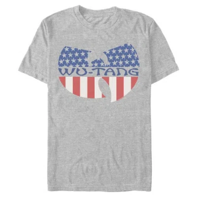 Wu-tang Clan American Flag Group Logo  Graphic T-shirt In Gray