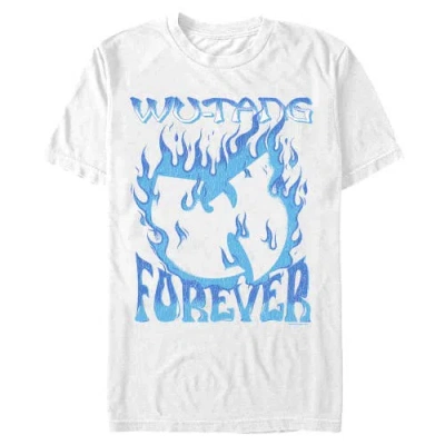 Wu-tang Clan Blue Fire Forever Logo  Graphic T-shirt In White