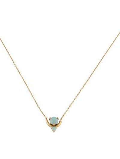 Pre-owned Wwake 14k Opal Nested Pendant Necklace, 19" In Multicolor