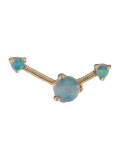 Pre-owned Wwake 14k Opal Three-step Point Single Stud Earring In Multi