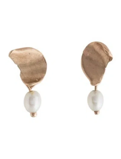 Pre-owned Wwake 14k Pearl Drop Earrings In Multicolor