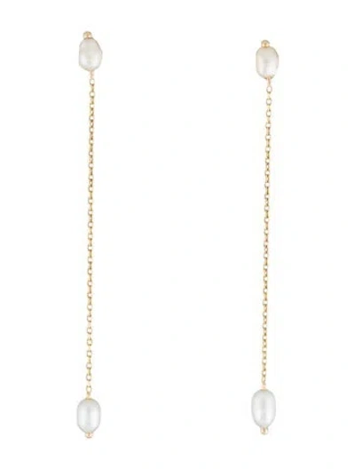 Pre-owned Wwake 14k Pearl Long Shower Drop Earrings In Multi