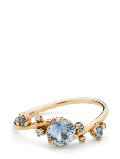 Wwake Large Crossover Sapphire Ring In Gold