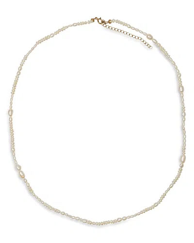 Wwake 14k Yellow Gold Cultured Freshwater Pearl Collage Necklace, 14-16 In White