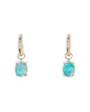 Wwake 14k Yellow Gold Graduated Opal & Diamond Hoop Drop Earrings In Blue/gold