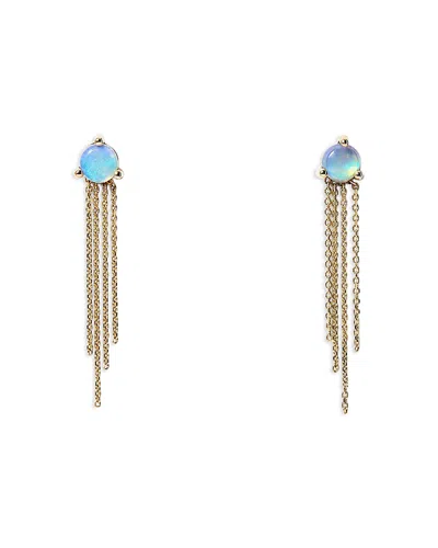 Wwake 14k Yellow Gold Haze Opal & Chain Fringe Drop Earrings