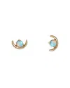 Wwake 14k Yellow Gold Large Opal Arc Earrings In Blue/gold