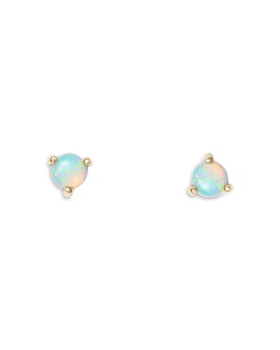 Wwake 14k Yellow Gold Large Opal Stud Earrings In Blue/gold