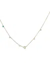Wwake 14k Yellow Gold Multi Stone Linear Chain Necklace, 18 In Green/gold