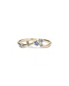 Wwake 14k Yellow Gold Sapphire & Diamond Triangle Ring In Gold