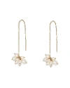 Wwake 14k Yellow Gold Seed Pearl Cloudburst Threader Earrings In White/gold