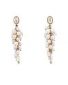 Wwake 14k Yellow Gold Shadow Diamond And Cultured Freshwater Pearl Earrings Cluster Drop Earrings In White/gold