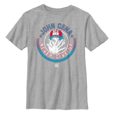 Wwe Kids' Boy's  John Cena Never Give Up Logo  Graphic T-shirt In Gray