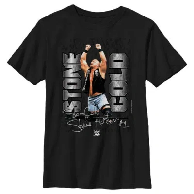 Wwe Kids' Boy's  Stone Cold Steve Austin Signature Photo Graphic T-shirt In Black