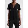 Wyeth Aster Short Sleeve Split Neck Sweater In Black