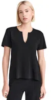 Wyeth Aster Short Sleeve Split Neck Sweater In Black