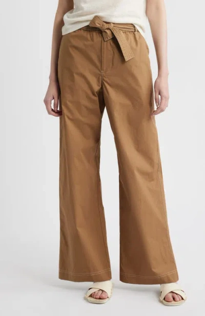 Wyeth Bailey Waist Tie Cotton Wide Leg Pants In Ginger
