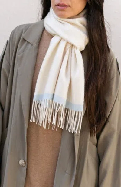 Wyeth Cashmere Fringe Trim Scarf In White