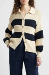 Wyeth Charlotte Stripe Knit Cardigan In Cream/navy