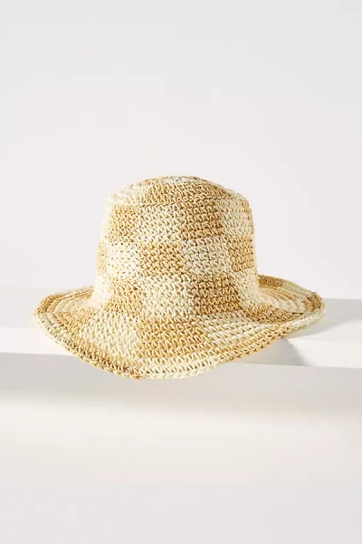 Wyeth Checkered Straw Bucket Hat In Yellow