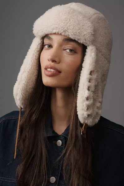 Wyeth Faux Fur Embroidered Trapper Hat In Sand