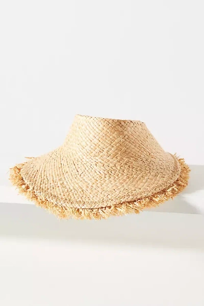 Wyeth Fringed Straw Visor In Beige