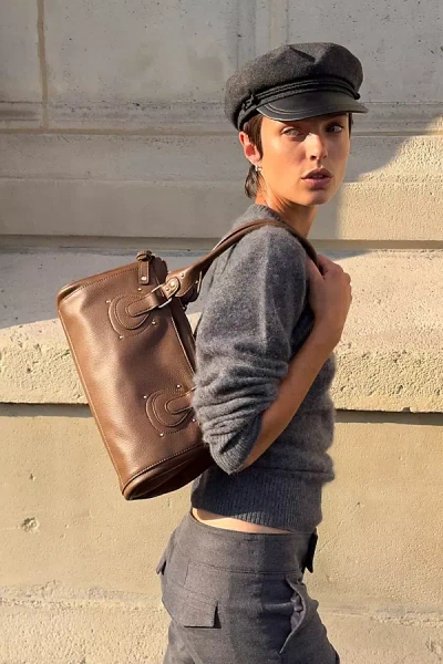 Wyeth Knox Leather Wool Newsboy Cap In Black