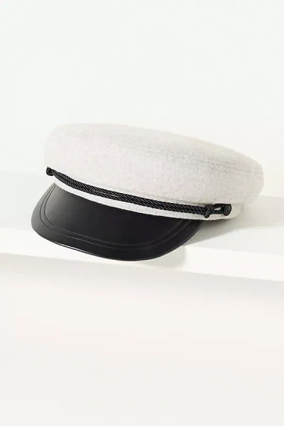 Wyeth Knox Leather Wool Newsboy Cap In Gray